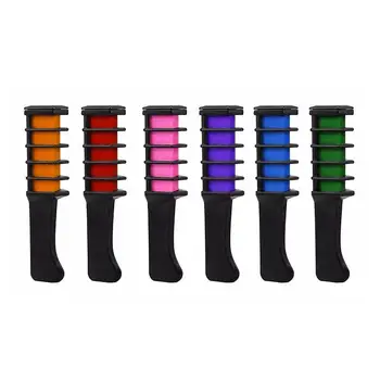 

6 Colors Set Temporary Hair Chalk Color Comb Dye Kits Makeup Salon Hairs Hair Washable Dyeing For Party Cosplay Color Comb K9B6