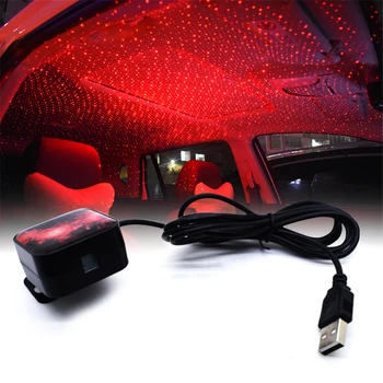 

USB Car Interior Ambient Light Red Roof Star Light Starry Decorative Rotatation with Remote Control
