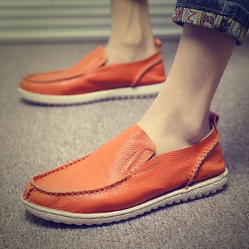 

Men Shoes Loafers genuine Leather Men 's Casual Footwear Brand Comfortable Spring Autumn slip on Fashion Breathable Male Shoes