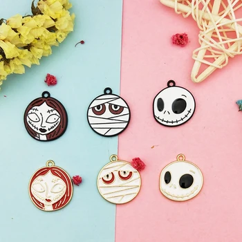 

10pcs Girl Skull Mummy Enamel Charms Halloween Series Alloy Pendants Charm Earring Bracelets DIY Jewelry Accessory Decor YZ658