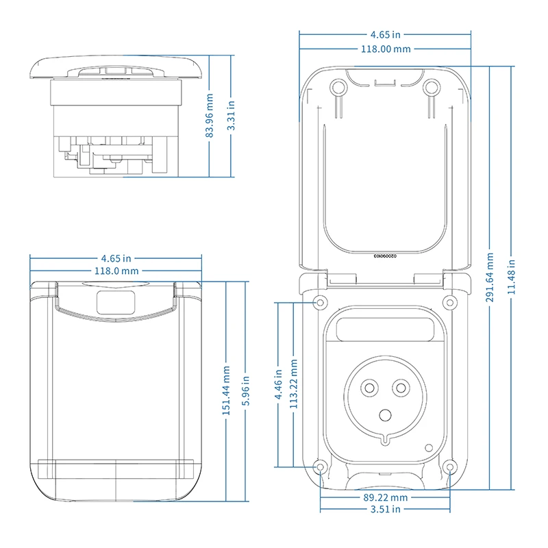 TYTXRV RV Modification Accessories Charging Socket Plug 32A Waterproof Charging Socket External Power