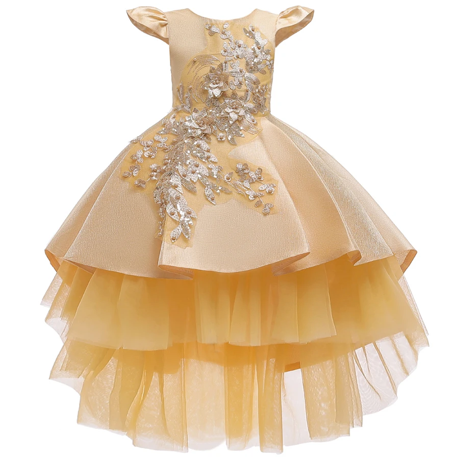 Элегантное платье для девочек; Детские платья для девочек; праздничная одежда для дня рождения; платье принцессы; одежда для дня рождения - Цвет: yellow