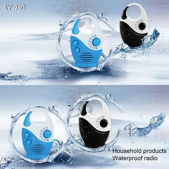 

Hi-Fi Speakers Radio Operated Portable FM AM Radio Waterproof Shower Music Hanging Radio Suit Bathroom Bath Cabin Black Powerful