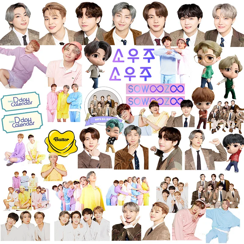 50Pcs/set Bangtan Boys K-POP Stars Stickers New Album BUTTER 8th Idols Cute Photos Toys Skateboard Suitcase Laptop | Дом и сад