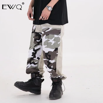 

EWQ / fashion men's pants 2020 spring summer new trendy men's trend camouflage stitching trousers loose casual pants 9Y513