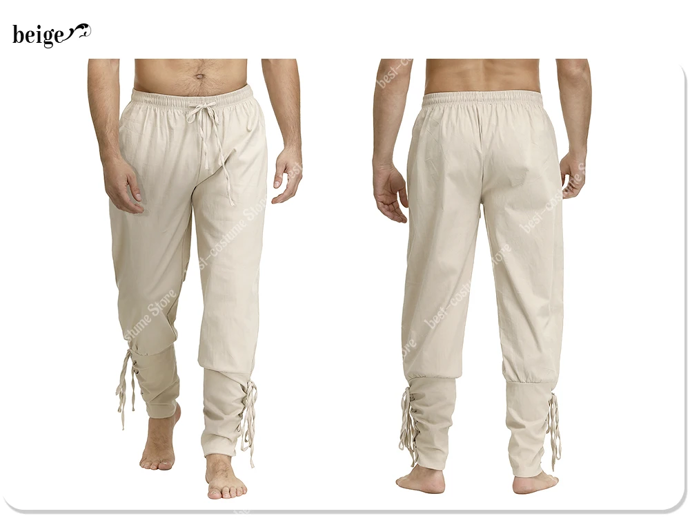 Medieval Pants for Men Pirate Viking Costume Pants Plus Size Trousers Pirate Cosplay Costume With Drawstrings