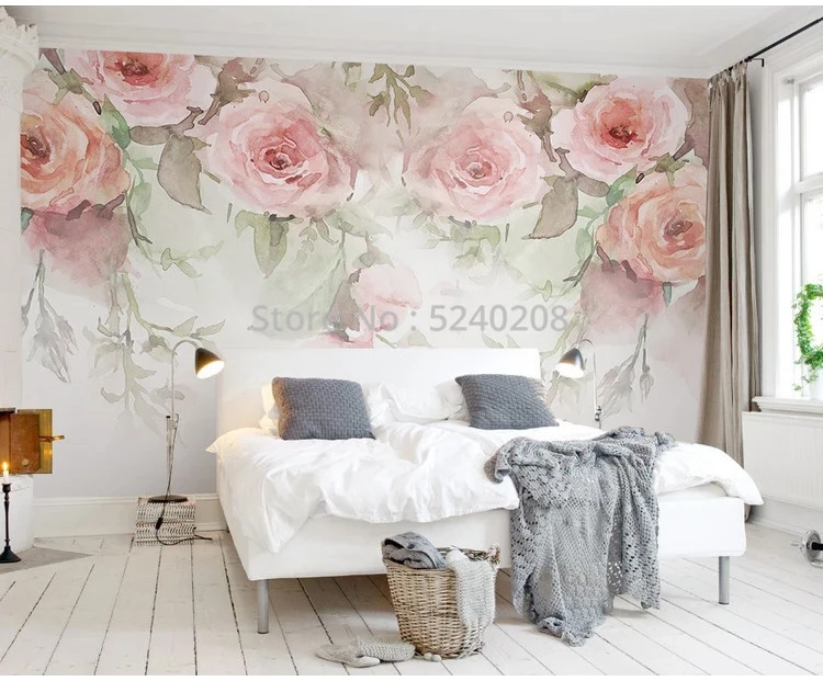 3D Artistic Pink Flowers ZZ7162 Self-adhesive Wallpaper Mural Peel and Stick Wallpaper Removable Wall Prints Stickers Feature Wall Wallpaper