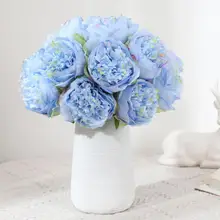 

1Pc 5 Head Peony Fake Flower Faux Silk Flower Floral Arrangement Artificial Plant Desk Decor