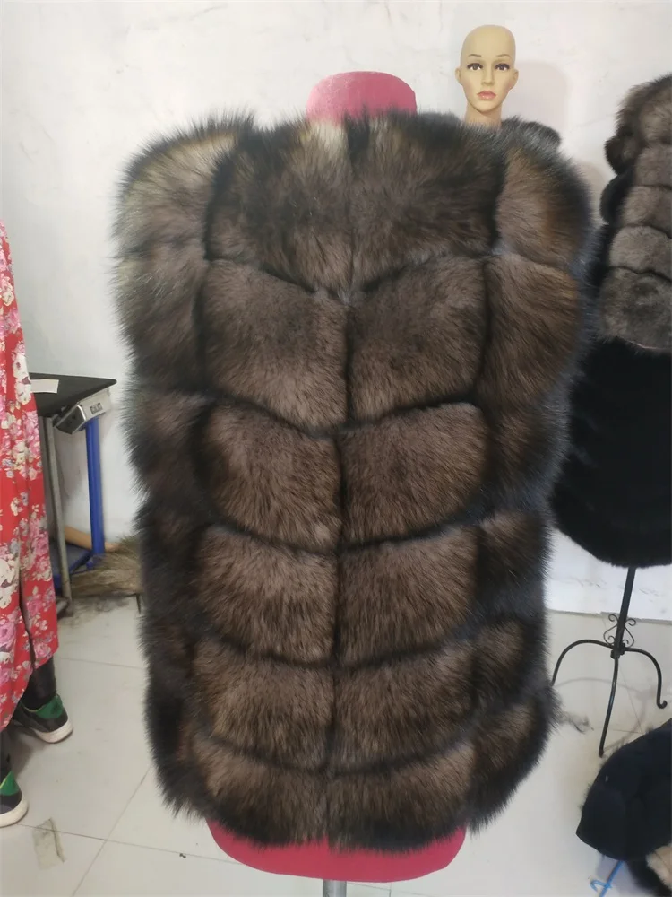 lmitation sable BEIZIRU натуральный мех лисы жилет короткий теплый зимний натуральный женский толстый жилет настоящая Серебряная лиса высокого качества жилет HZ06 - Цвет: lmitation sable