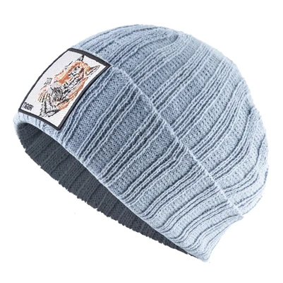 Gray TQMSMY вышивка шапки в виде тигра мужские зимние вязаные шапочки Skullies женские вязаные однотонные хип хоп шляпы для мальчиков и девочек теплая шапочка TBLH - Цвет: Gray
