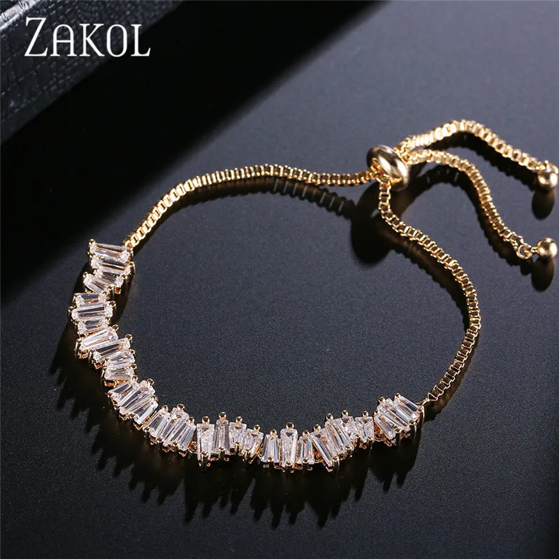 ZAKOL, Модный женский браслет, стразы, кубический цирконий, кристалл, регулируемый браслет, ювелирное изделие, хороший браслет, подарок, FSBP139