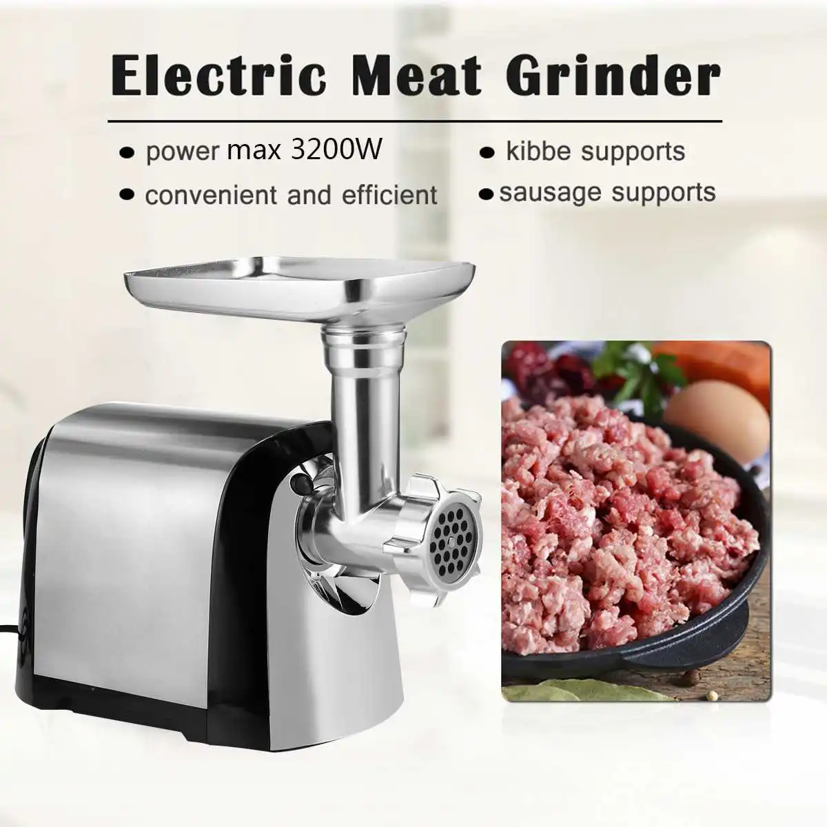 SUGIFT 1200W Electric Meat Grinder with Sausage Kit & 3 Grinder Plates,  Sausage Stuffer Maker