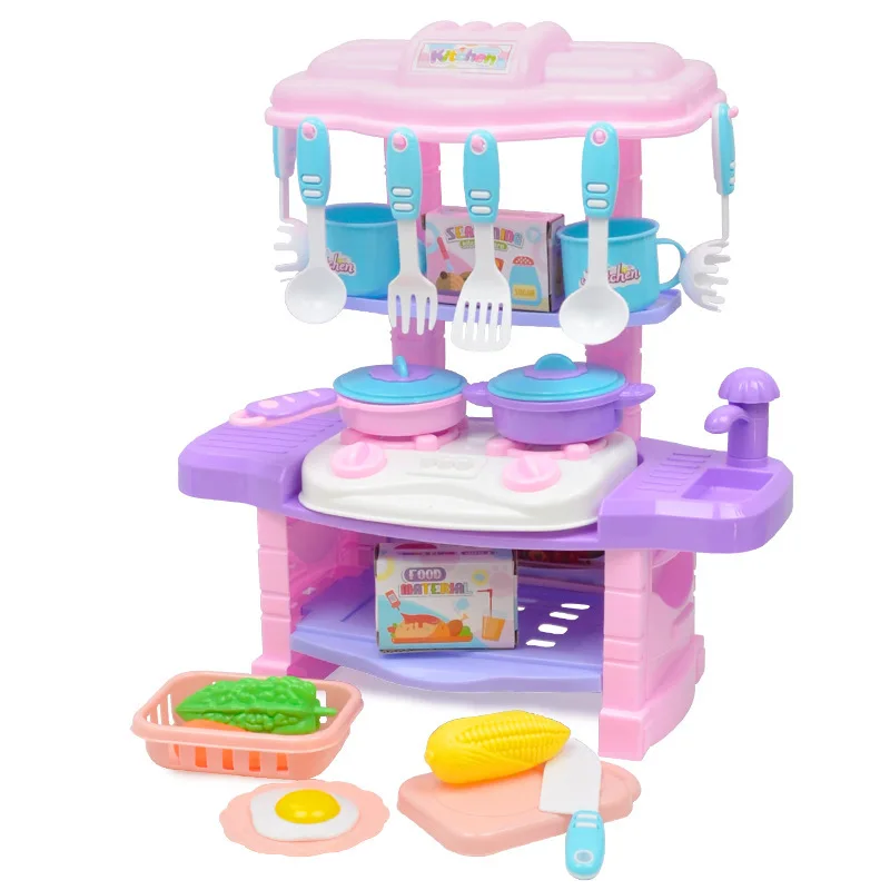 

Model Kitchen Children Early Childhood Educational Toy Full Set Electric Light And Sound Tableware Taiwan Play House Toys
