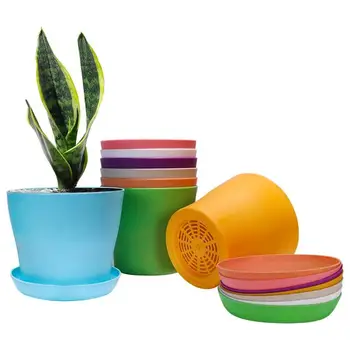 

Thicken Plastic Planter Round Plant Pots Colourful Nursery Pots Succulent Nursery Garden Desktop Home Decor S/M/L