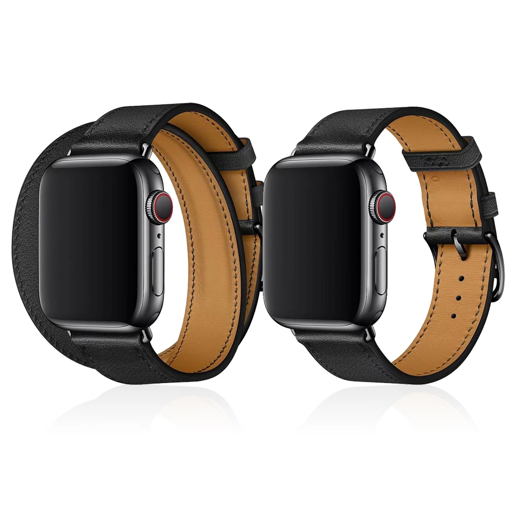 leather double tour apple watch band