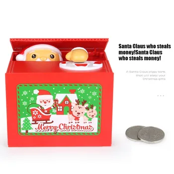 

Christmas Saving Money Box Santa Stealing Coin Piggy Bank Coin Storage Pot Xmas FJ88