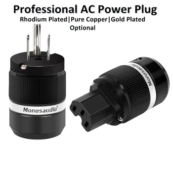 

Monosaudio M100 F100 One Pair AC Power Plug Pure Copper Gold Plated IEC Connector Rhodium Plated Plug For DIY Audio Power Cable