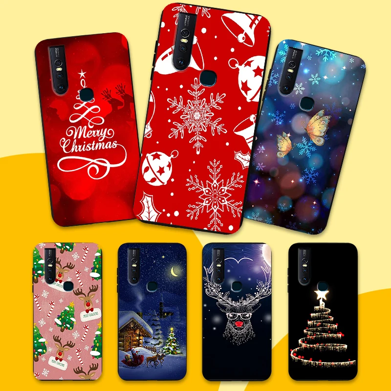 Phone Case For V7 V7+ V9 Soft Silicone Vivo S1/S1 Pro Christmas Design Back Cover for Y3 Y75 Y79 Y85 NEX-A iQoo Matte Shell |