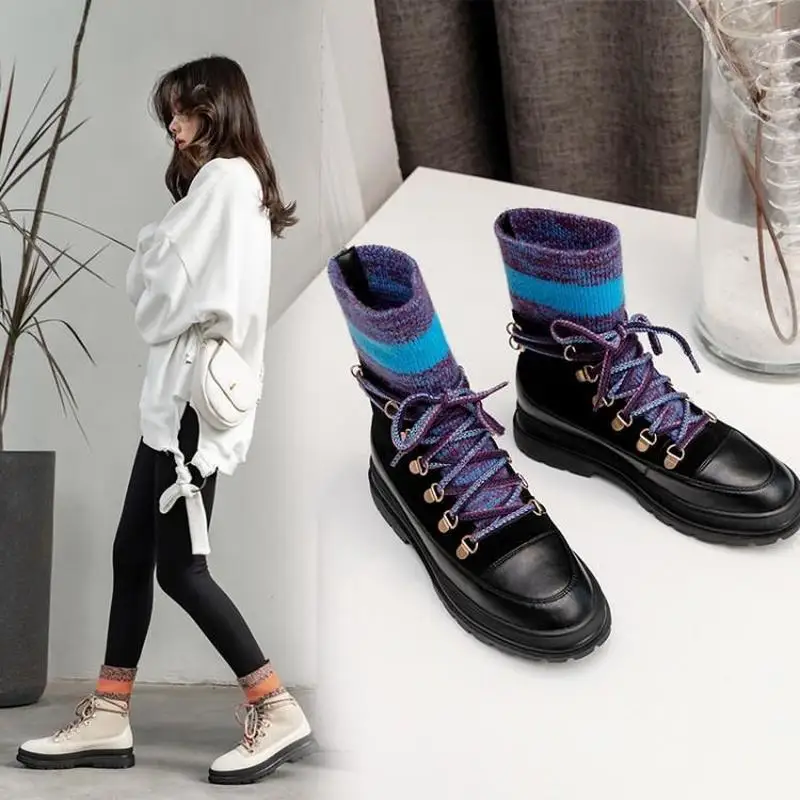 

Winter women's boots artificial short plush regular young round head flat bottom tie flat heel fashion simple women's boots