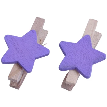 

30mm Mini Clothes Pegs with 18mm Purple Stars Craft For Shabby Chic Wedding (25)