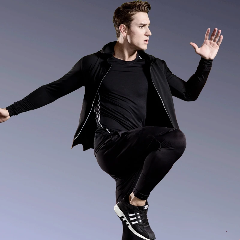 Men's Compression Sport Suits 5pcs/set Quick Dry Running Sets Sports Training Gym Fitness Tracksuits Exercise Workout Tights