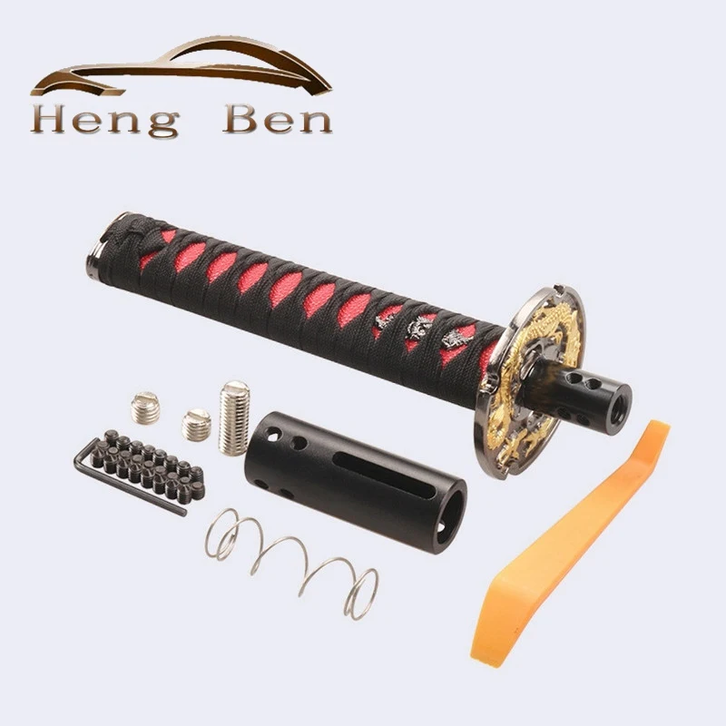Universal Katana Gold Dragon Sword Auto Automatic Transmissions Car Shift Shifter Lever Knob Metal Samurai Universal