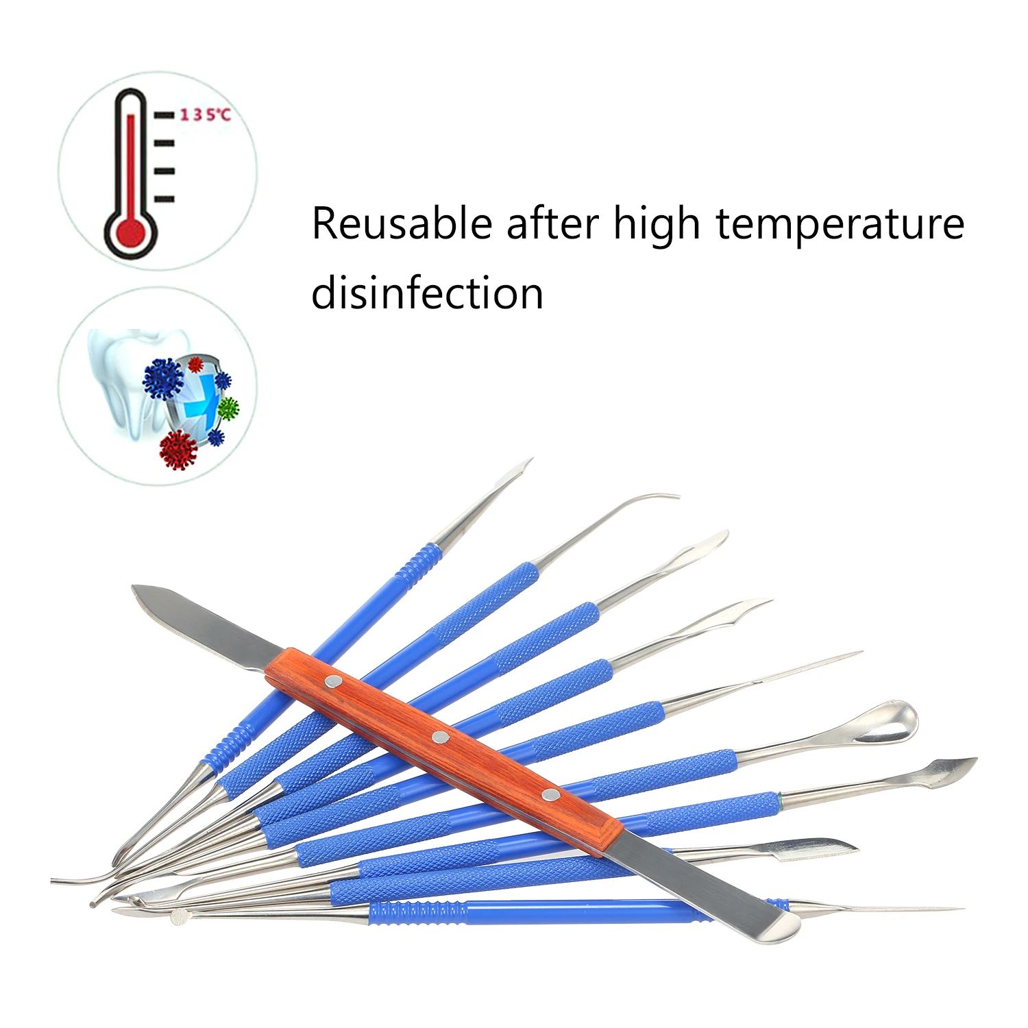 10 шт., скульптурный нож для стоматолога, чистый стоматологический набор инструментов из нержавеющей стали для резьбы по воску, гигиенический зонд, стоматологический лабораторный инструмент