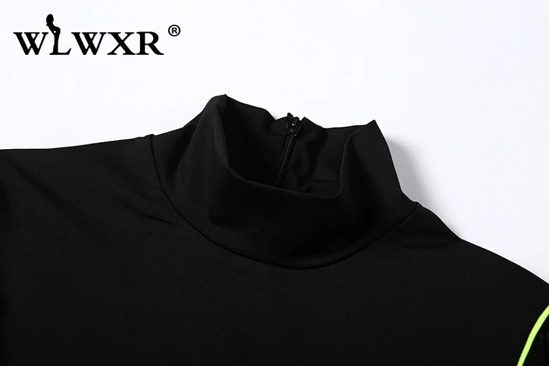 WLWXR Полосатый черный сетчатый облегающий короткий комбинезон женский игровой костюм пэчворк длинный рукав сексуальный комбинезон женский комбинезон