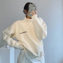 

Essentials Oversized Sweatshirt Woman and Men Chest 3M Reflective Letter High Neck Sweaters FG 100%1:1 High Street Y2k Clothes