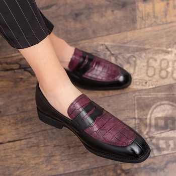 

Big size 48 New Fashion Men Leather Loafers Wedding shoes business casual man shoes Breathable Comfortable Men's driving shoes 5