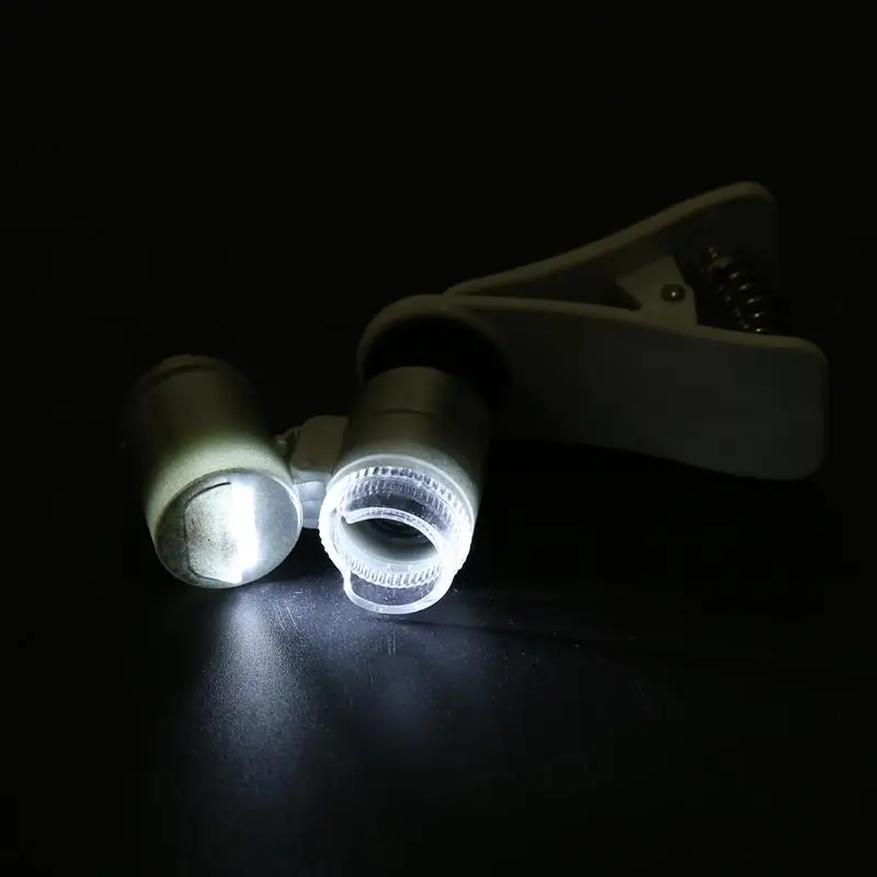 Универсальный 3 светодиодный клипса Celular Microscopio Lupa микро объектив 60X зум телескоп