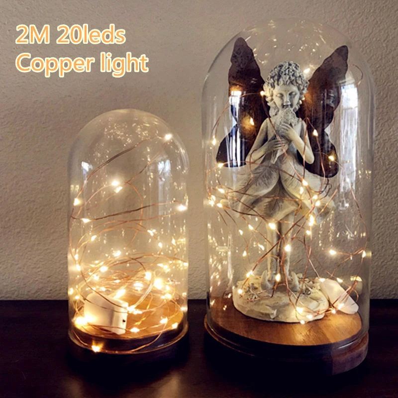 LED Fairy светильник 2/5 м гирлянды Батарея питание гирлянда Медный провод для