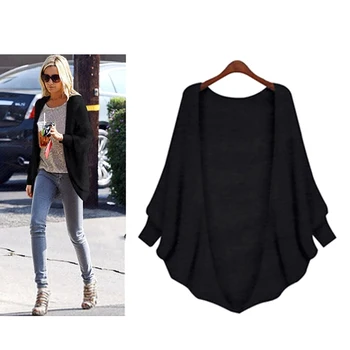 

Women's Cardigan Solid Color Autumn and Winter Bats Sleeve Casual Warm Loose Fashion Temperament Slim sweater Suitable outwear