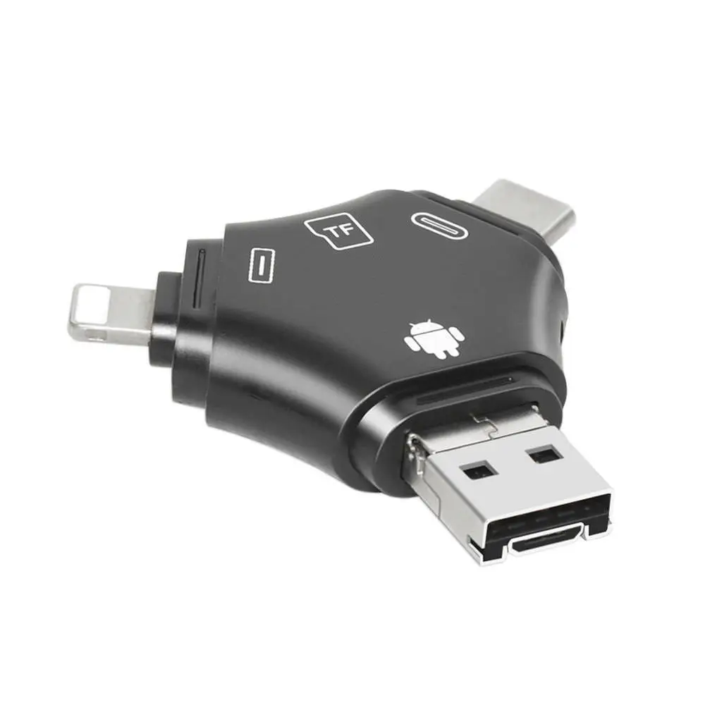 4 в 1 i флэш-накопитель USB 2,0 Micro SD/TF кардридер адаптер для iPhone 5 6 7 8 Plus X XS MAX XR Macbook для телефона Android Type-C