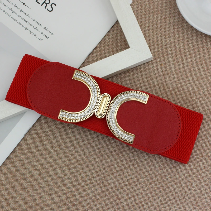 EL201 red Корсет со стразами поясная цепочка большой femme cinturon elastico mujer cummerbund ceinture elastique femme широкий пояс CC - Цвет: EL201 red