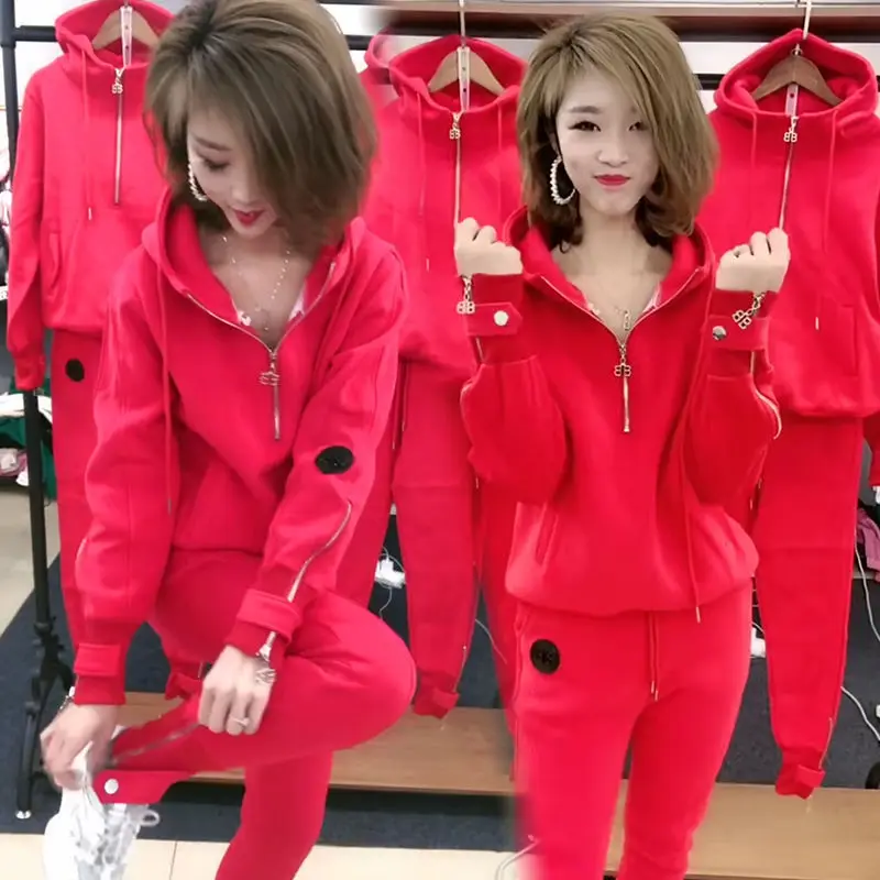 

Women's Sports Suit 2-Piece Set Ms. Ropa Muje Spring New Loose Dresy Danski Crop Top Tracksuit Women