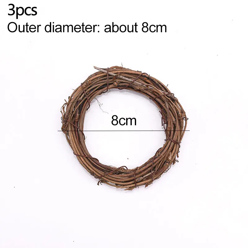 3pcs-8cm 10-30 см натуральный ротанговый венок, Рождественское украшение, свадебный венок, украшение для рукоделия, венок, вечерние Рождественское украшение для дома - Цвет: 3pcs-8cm