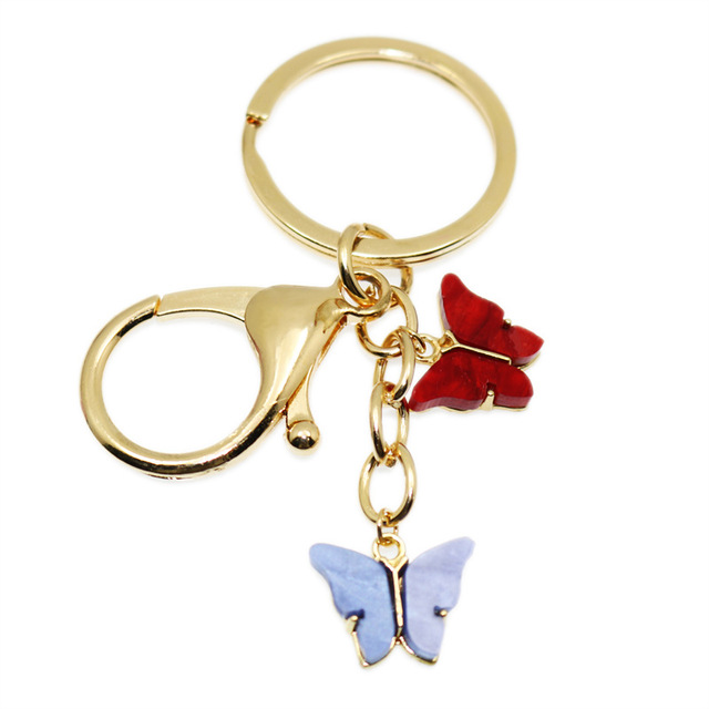 Styles Enamel Colorful Butterfly Pendant Keychain Insects Car Key Rings Women Bag Accessories Jewelry Christmas Xmas Gifts