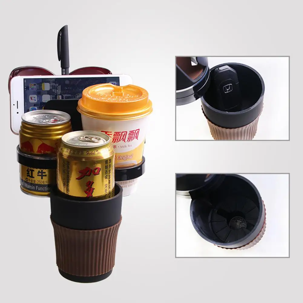 Multifunction Car Drinking Bottle Holder Rotatable Water Cup Holder Sunglasses Phone Organizer