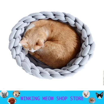 

Pet Kennel Pet Dog Cat Hand Woven Bed Handmade Knit Nest House Puppy Kitten Cave Basket Sleeping Bag Dogs Kennel Supplies S-XXL