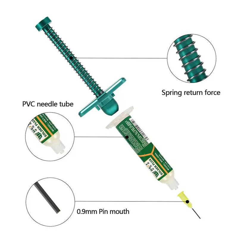 Welding Oil Booster Aluminum Alloy For Solder Flux Paste UV Glue Green Oil Propulsion Needle Barrel Booster Needle Barrel Tools