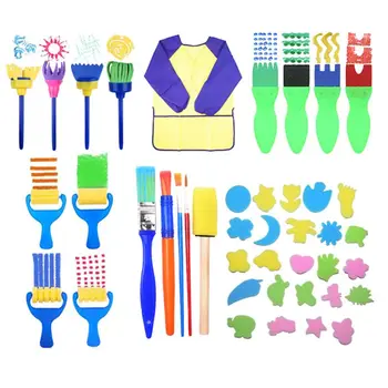 

Sponge Paint Brushes Kits Painting Brushes Tool Kit for Kids Early DIY Learning Include Foam Brushes,Pattern Brushes Set