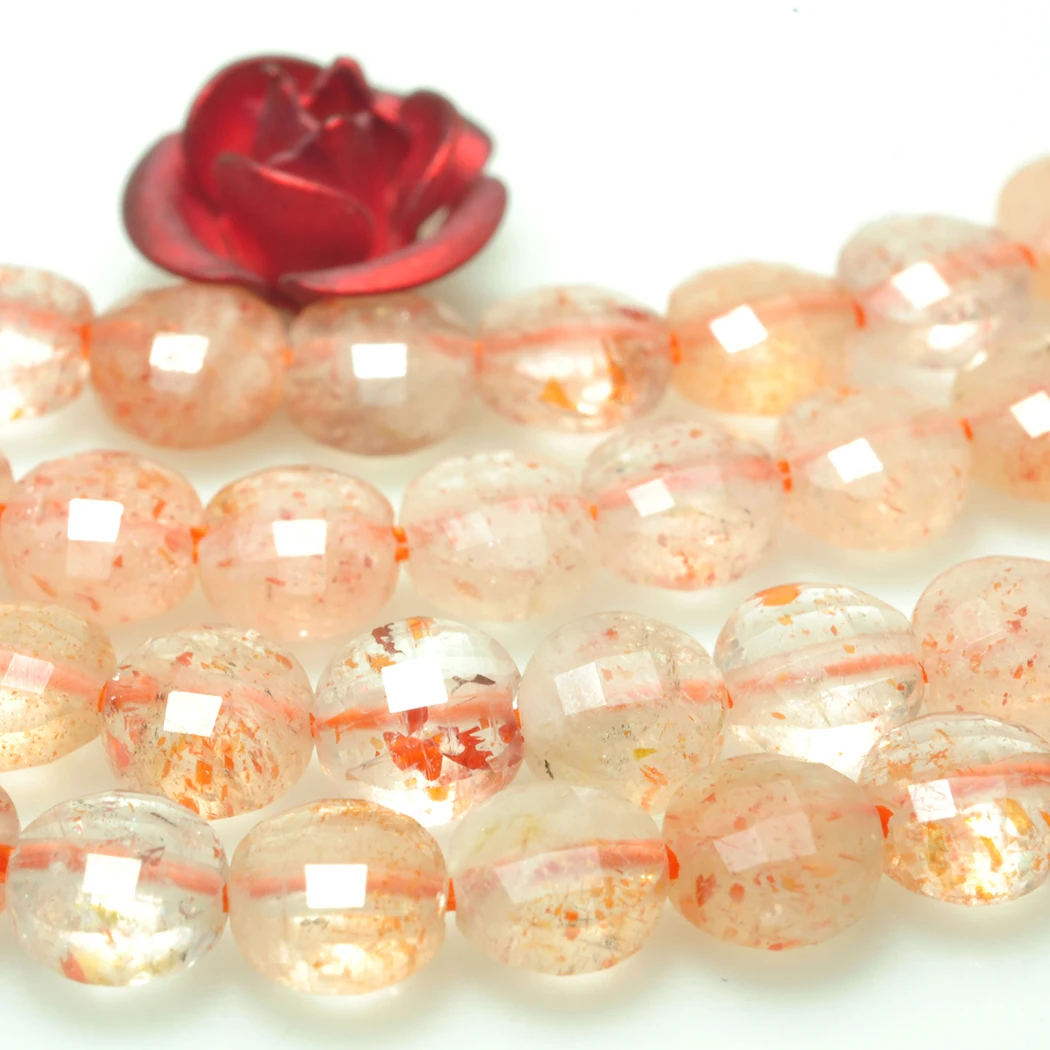 Apatte Sunstone Гранат 4 мм бусы с натуральными драгоценными камнями диск граненый для серебра 925 ювелирные изделия ожерелье серьги браслет 15 дюймов - Цвет: Sunstone