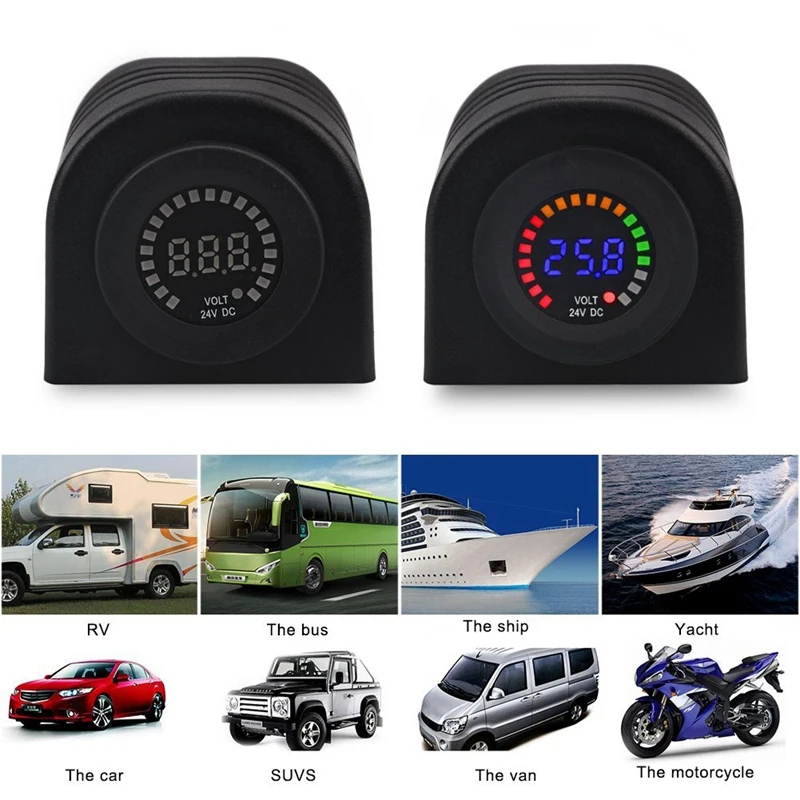 Dc12V 24V цифровой светодиодный цифровой Цвет дисплея вольтметр с экраном автомобиля, мотоцикла, Напряжение тестер