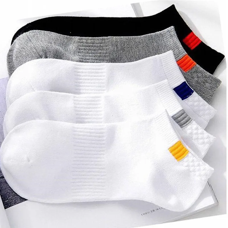 Cotton socks striped printed letter socks of unisex knitting embroidery socks sport casual ankle socks 5 pair size of 35-40