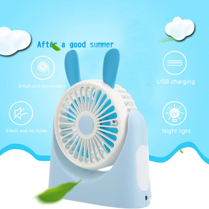 Pocket Fan Folding Fan Air Cooler ABS+TPE Mini Portable Cute with Light Desktop Summer Gift Travel