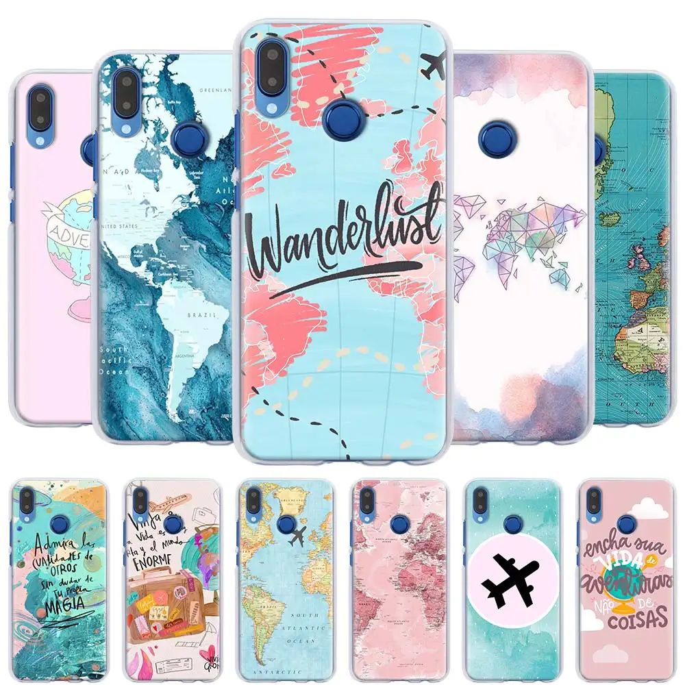 Карта мира самолета Футляр чехол для Huawei Y5p Y6p Y7p Y8p Y8s Y9s Y6 Y7 Y9 Honor 10i 10 Lite 20 Pro 9A 8S 9C