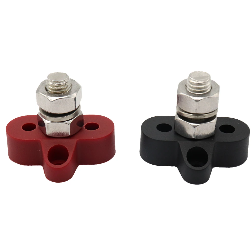 2pcs 3/8inch Marine Stainless Steel Insulated Terminal Block with Single Stud