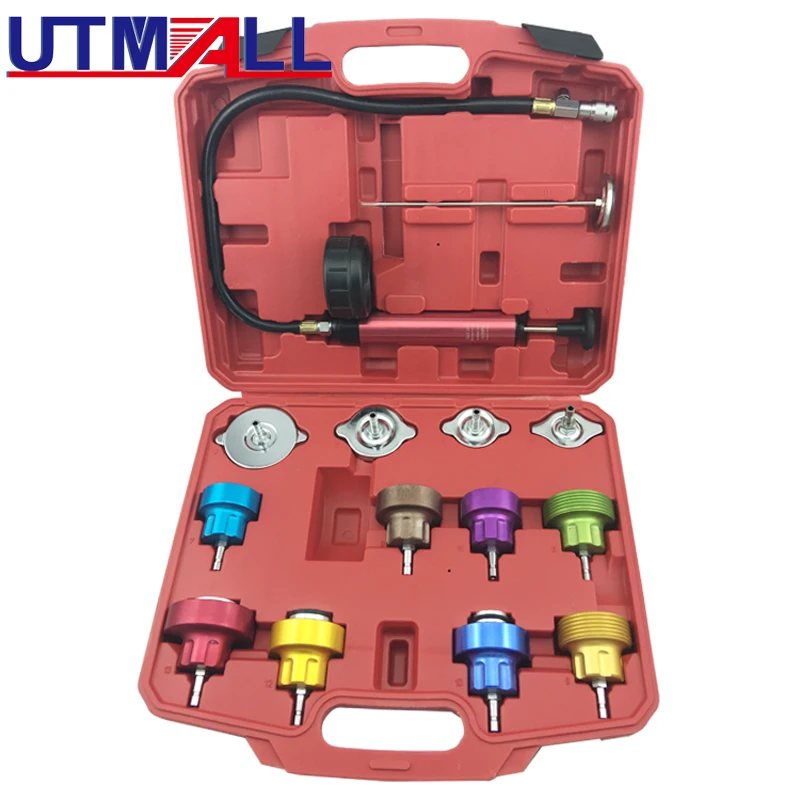 14PCS Universal Radiator Pressure Tester Kit For Water Tank Leak Leakage Detector