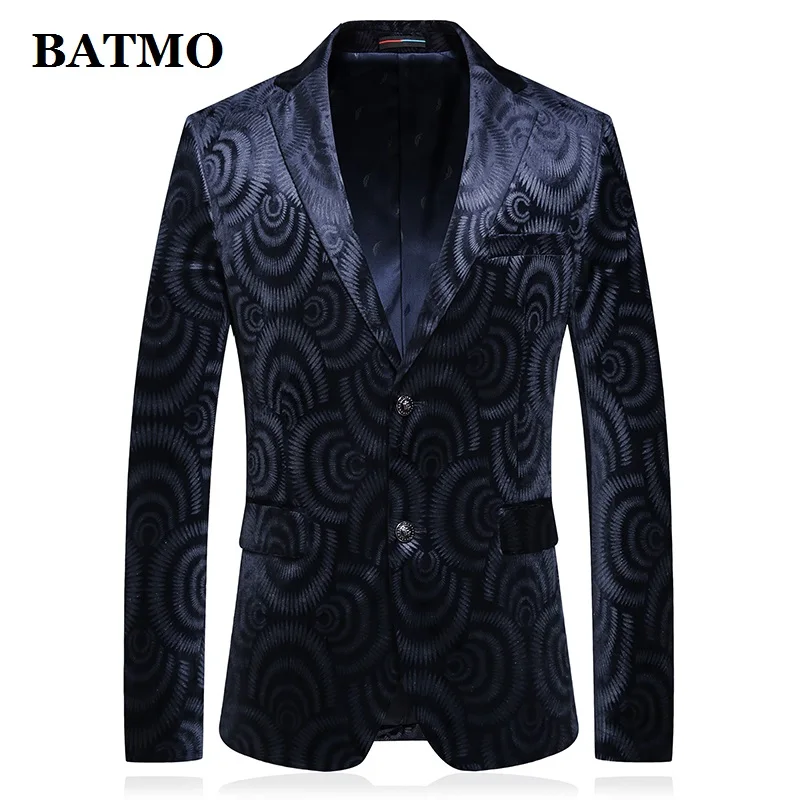 BATMO Новое поступление Печатный Тонкий Повседневный блейзер для мужчин, мужские куртки с принтом, большие размеры M-4XL C775 - Цвет: Синий